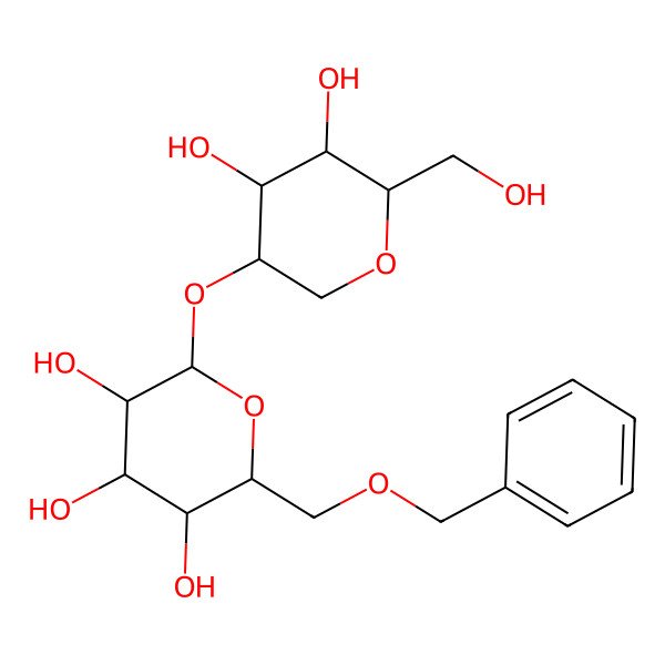 2D Structure of (2S,3S,4R,5S,6S)-2-[(3R,4R,5R,6S)-4,5-dihydroxy-6-(hydroxymethyl)oxan-3-yl]oxy-6-(phenylmethoxymethyl)oxane-3,4,5-triol