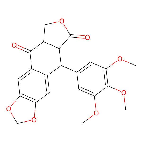 2D Structure of (5aS,8aS,9R)-9-(3,4,5-trimethoxyphenyl)-5a,6,8a,9-tetrahydro-[2]benzofuro[5,6-f][1,3]benzodioxole-5,8-dione