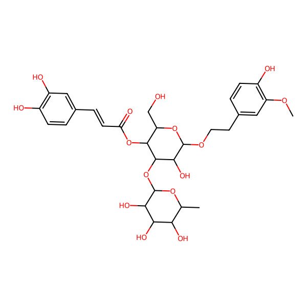 2D Structure of [(2R,3R,4R,5R,6R)-5-hydroxy-6-[2-(4-hydroxy-3-methoxyphenyl)ethoxy]-2-(hydroxymethyl)-4-[(2S,3R,4R,5S,6S)-3,4,5-trihydroxy-6-methyloxan-2-yl]oxyoxan-3-yl] (E)-3-(3,4-dihydroxyphenyl)prop-2-enoate