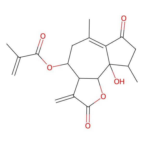 2D Structure of Methacrylic acid (1R,2S,8R,9R,10S)-4,8-dimethyl-6,12-dioxo-9-hydroxy-13-methylene-11-oxatricyclo[8.3.0.05,9]tridecane-4-ene-2-yl ester