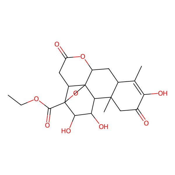 2D Structure of ethyl (1R,2R,6R,13S,15R,17S)-10,15,16-trihydroxy-9,13-dimethyl-4,11-dioxo-5,18-dioxapentacyclo[12.5.0.01,6.02,17.08,13]nonadec-9-ene-17-carboxylate