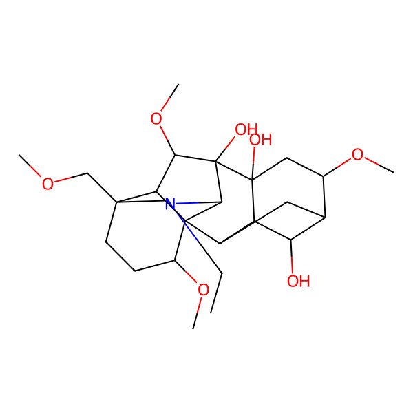 2D Structure of (1S,2R,3R,4S,5S,6S,8R,9R,13S,16S,17R,18S)-11-ethyl-6,16,18-trimethoxy-13-(methoxymethyl)-11-azahexacyclo[7.7.2.12,5.01,10.03,8.013,17]nonadecane-4,8,9-triol