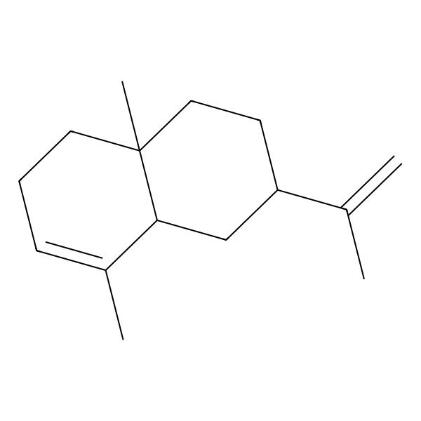 2D Structure of Naphthalene, 1,2,3,4,4a,5,6,8a-octahydro-4a,8-dimethyl-2-(1-methylethenyl)-, [2R-(2alpha,4aalpha,8abeta)]-