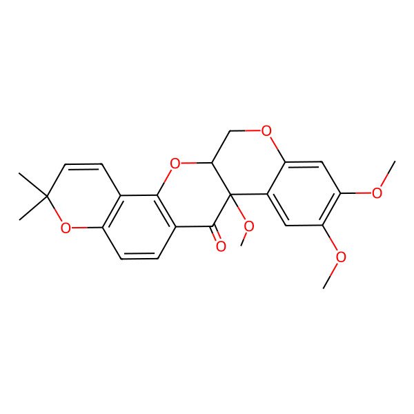 2D Structure of (7aS)-13,13aalpha-Dihydro-7abeta-methoxy-9,10-dimethoxy-3,3-dimethyl-3H-bis[1]benzopyrano[3,4-b:6',5'-e]pyran-7(7aH)-one
