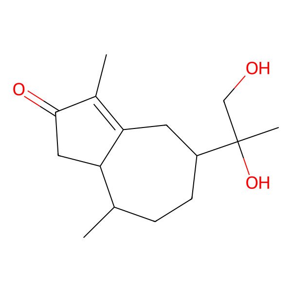 2D Structure of (5R,8S,8aS)-5-[(2R)-1,2-dihydroxypropan-2-yl]-3,8-dimethyl-4,5,6,7,8,8a-hexahydro-1H-azulen-2-one