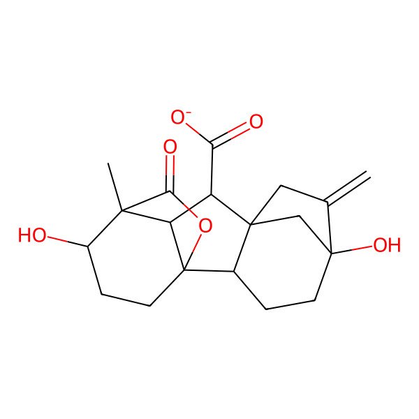 2D Structure of (1R,2R,5S,8S,9S,10R,11R,12S)-5,12-dihydroxy-11-methyl-6-methylidene-16-oxo-15-oxapentacyclo[9.3.2.15,8.01,10.02,8]heptadecane-9-carboxylate