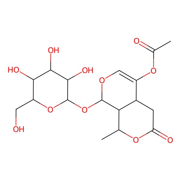 2D Structure of [(4aS,8S,8aS)-1-methyl-3-oxo-8-[(2S,3R,4S,5S,6R)-3,4,5-trihydroxy-6-(hydroxymethyl)oxan-2-yl]oxy-4,4a,8,8a-tetrahydro-1H-pyrano[3,4-c]pyran-5-yl] acetate