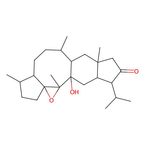2D Structure of (1R,2R,4S,7S,8S,11R,12R,14S,17R,18S)-1-hydroxy-2,7,11,14-tetramethyl-17-propan-2-yl-3-oxapentacyclo[10.7.0.02,4.04,8.014,18]nonadecan-16-one