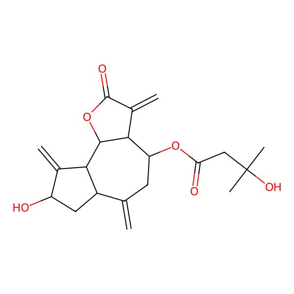 2D Structure of [(3aR,4S,6aR,8S,9aR,9bR)-8-hydroxy-3,6,9-trimethylidene-2-oxo-3a,4,5,6a,7,8,9a,9b-octahydroazuleno[4,5-b]furan-4-yl] 3-hydroxy-3-methylbutanoate