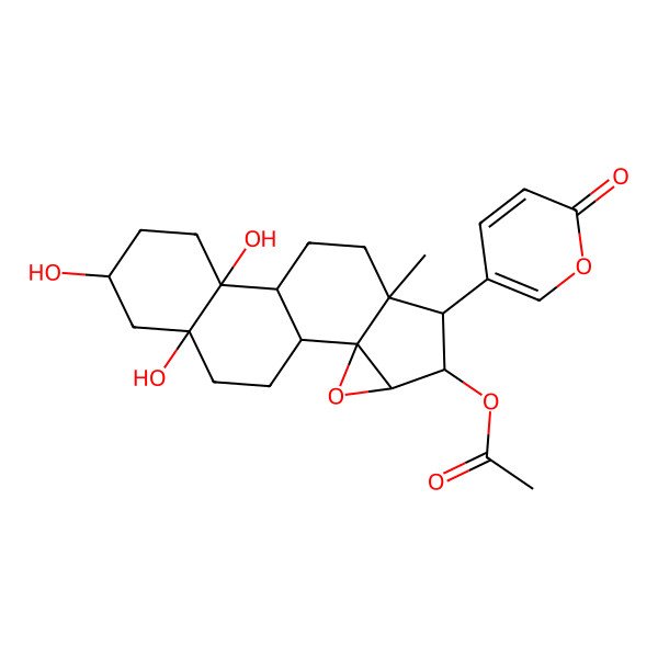 2D Structure of [(1R,2S,4R,5R,6R,7R,10S,11S,14S,16S)-11,14,16-trihydroxy-7-methyl-6-(6-oxopyran-3-yl)-3-oxapentacyclo[8.8.0.02,4.02,7.011,16]octadecan-5-yl] acetate