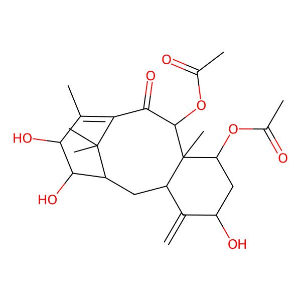 2D Structure of [(1S,3R,5S,7S,8S,9R,13R,14R)-9-acetyloxy-5,13,14-trihydroxy-8,12,15,15-tetramethyl-4-methylidene-10-oxo-7-tricyclo[9.3.1.03,8]pentadec-11-enyl] acetate