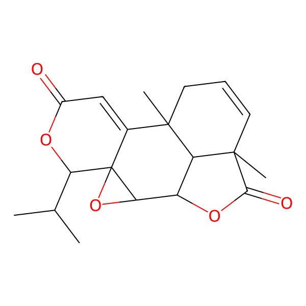 2D Structure of (10S)-10,14-dimethyl-5-propan-2-yl-3,6,16-trioxapentacyclo[8.6.1.02,4.04,9.014,17]heptadeca-8,12-diene-7,15-dione