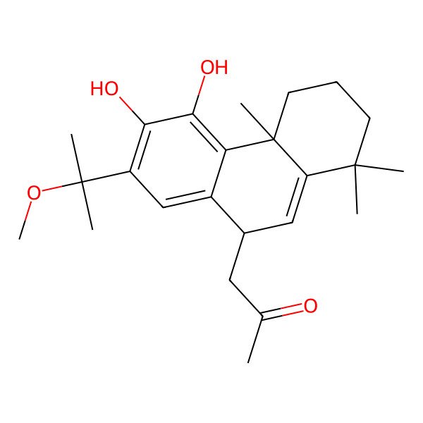 2D Structure of 1-[(4aS,9S)-5,6-dihydroxy-7-(1-methoxy-1-methyl-ethyl)-1,1,4a-trimethyl-2,3,4,9-tetrahydrophenanthren-9-yl]propan-2-one