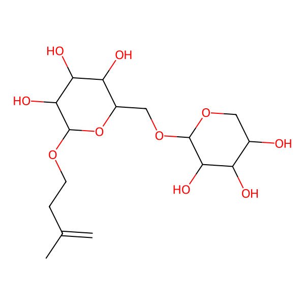 2D Structure of (2R,3R,4S,5S,6R)-2-(3-methylbut-3-enoxy)-6-[[(2S,3R,4S,5S)-3,4,5-trihydroxyoxan-2-yl]oxymethyl]oxane-3,4,5-triol