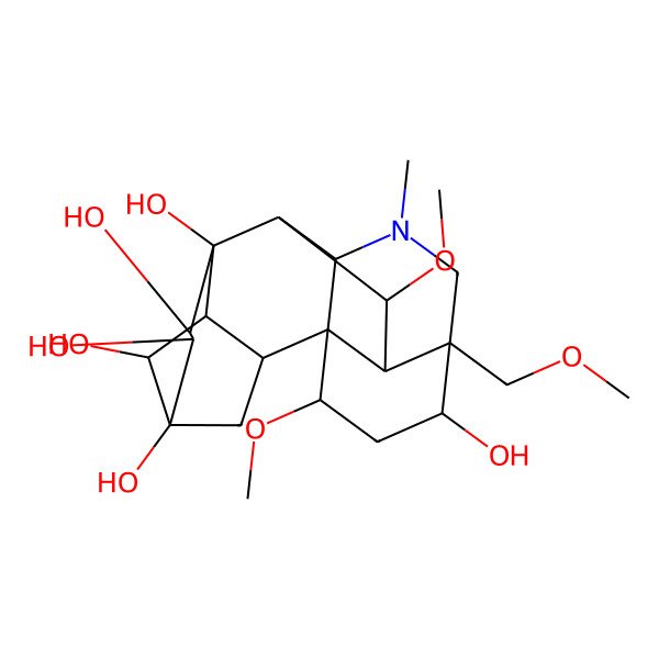 2D Structure of (1S,2R,3R,4R,5R,6S,7S,8R,9R,10R,13R,14R,16S,17S,18R)-16,18-dimethoxy-13-(methoxymethyl)-11-methyl-11-azahexacyclo[7.7.2.12,5.01,10.03,8.013,17]nonadecane-4,5,6,7,8,14-hexol