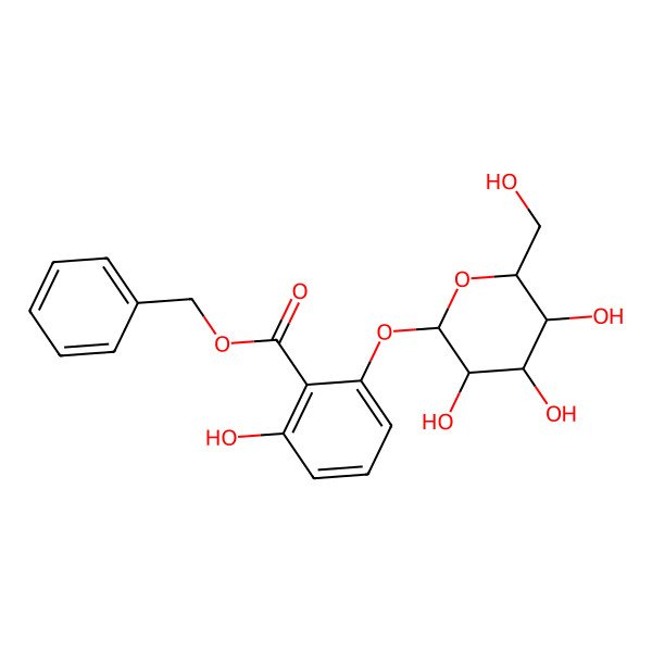 2D Structure of benzyl 2-hydroxy-6-[(2S,3R,4S,5S,6R)-3,4,5-trihydroxy-6-(hydroxymethyl)oxan-2-yl]oxybenzoate