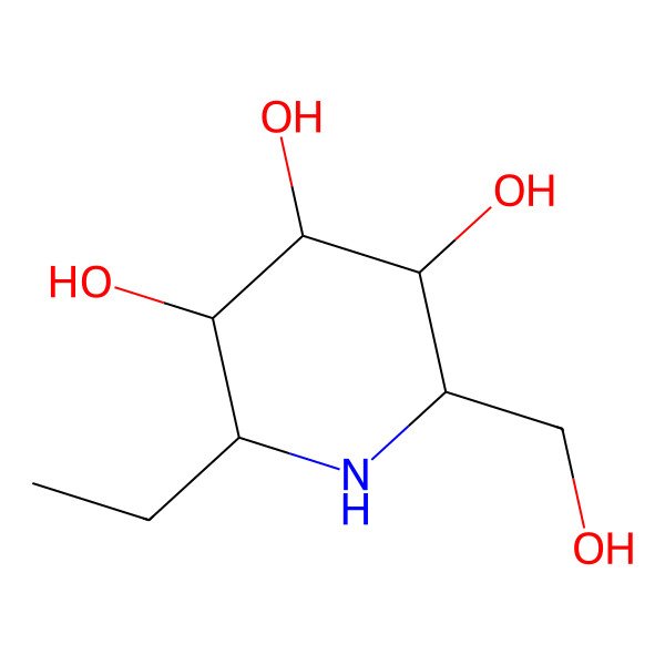 2D Structure of beta-1-C-ethyl-1-deoxymannojirimycin