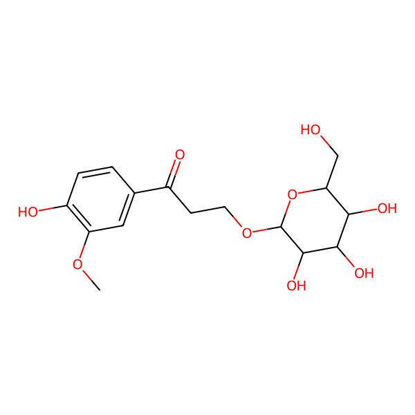 2D Structure of beta-(beta-D-Glucopyranosyloxy)-3'-methoxy-4'-hydroxypropiophenone