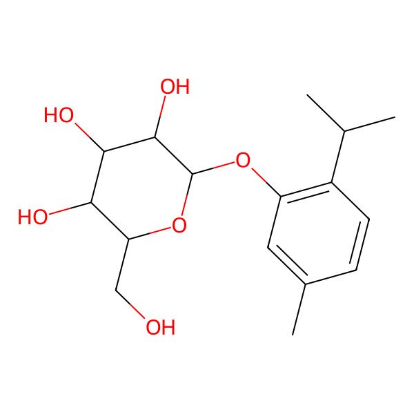 2D Structure of beta-D-Glucopyranoside, 5-methyl-2-(1-methylethyl)phenyl 2D Structure of beta-D-Glucopyranoside, 5-methyl-2-(1-methylethyl)phenyl