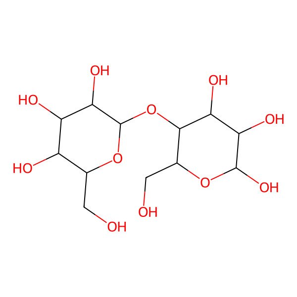 2D Structure of beta-D-glucosyl-(1->4)-alpha-D-mannose