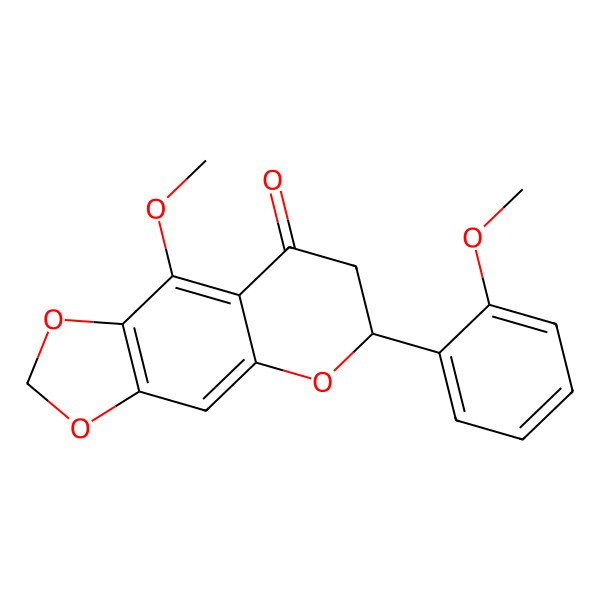 2D Structure of (6S)-6,7-Dihydro-9-methoxy-6-(2-methoxyphenyl)-8H-1,3-dioxolo(4,5-g)(1)benzopyran-8-one