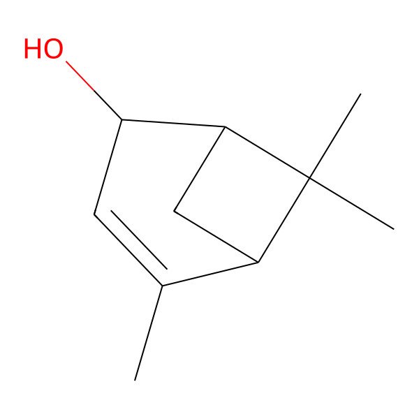 2D Structure of Bicyclo[3.1.1]hept-3-en-2-ol, 4,6,6-trimethyl-, [1S-(1alpha,2beta,5alpha)]-