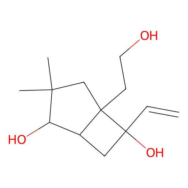 2D Structure of Bicyclo[3.2.0]heptane-2,6-diol, 5-(2-hydroxyethyl)-3,3-dimethyl-6-vinyl-, (Z)-