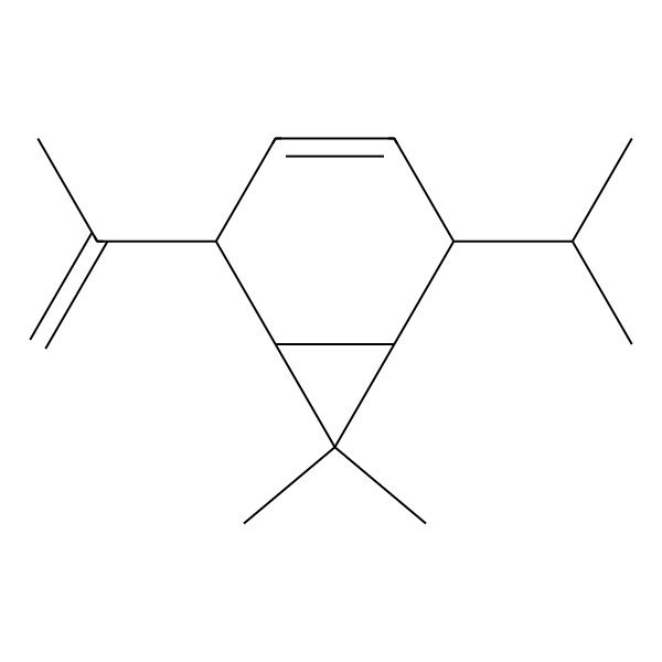 2D Structure of Bicyclo[4.1.0]-3-heptene, 2-isopropenyl-5-isopropyl-7,7-dimethyl-