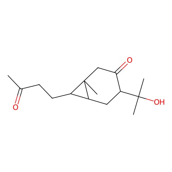 2D Structure of Bicyclo(4.1.0)heptan-3-one, 4-(1-hydroxy-1-methylethyl)-1-methyl-7-(3-oxobutyl)-, (1S,4S,6R,7R)-