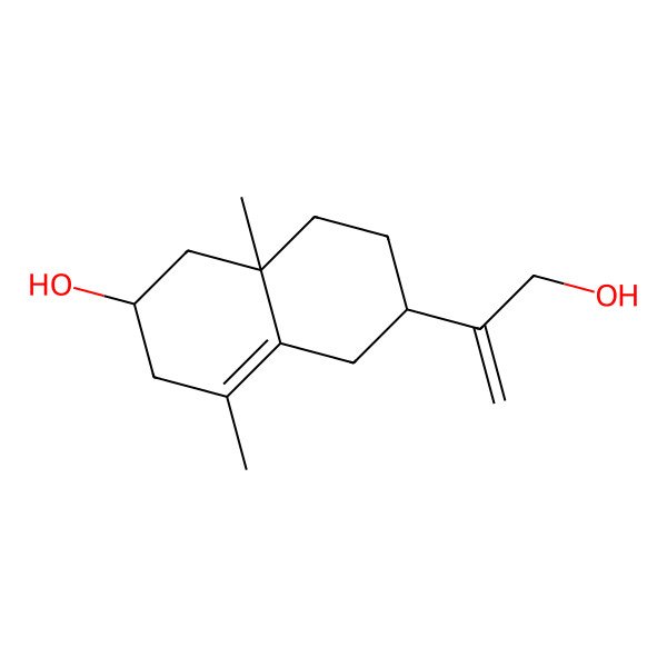 2D Structure of Bicyclo[4.4.0]dec-5-ene, 1,5-dimethyl-3-hydroxy-8-(1-methylene-2-hydroxyethyl-1)-