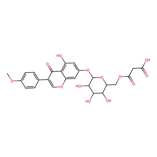 2D Structure of Biochanin A 7-O-(6-O-malonyl-beta-D-glucoside) 2D Structure of Biochanin A 7-O-(6-O-malonyl-beta-D-glucoside)