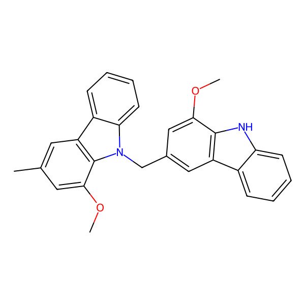 2D Structure of 1-methoxy-9-[(1-methoxy-9H-carbazol-3-yl)methyl]-3-methylcarbazole