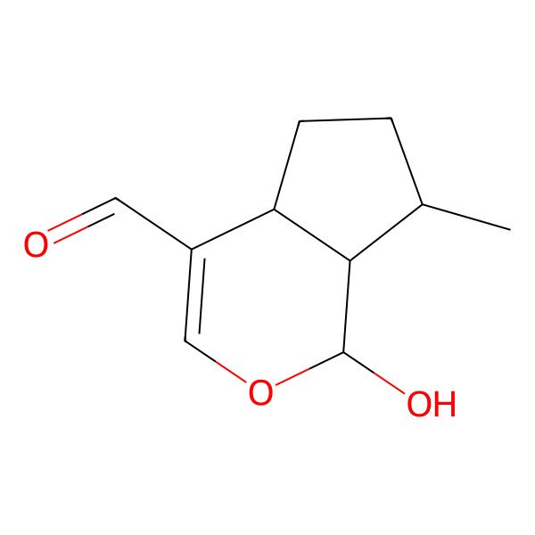 2D Structure of (1S,4aS,7R,7aR)-1-hydroxy-7-methyl-1,4a,5,6,7,7a-hexahydrocyclopenta[c]pyran-4-carbaldehyde
