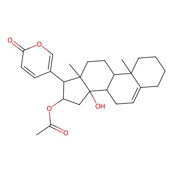 2D Structure of [(8R,9S,10R,13R,14S,16S,17R)-14-hydroxy-10,13-dimethyl-17-(6-oxopyran-3-yl)-1,2,3,4,7,8,9,11,12,15,16,17-dodecahydrocyclopenta[a]phenanthren-16-yl] acetate