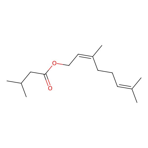 2D Structure of Butanoic acid, 3-methyl-, (2E)-3,7-dimethyl-2,6-octadienyl ester