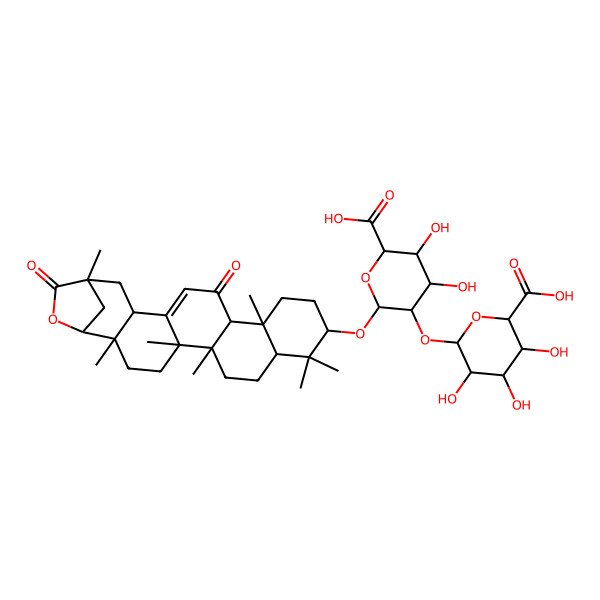 2D Structure of 6-[6-Carboxy-2-[(2,5,6,10,10,14,21-heptamethyl-16,22-dioxo-23-oxahexacyclo[19.2.1.02,19.05,18.06,15.09,14]tetracos-17-en-11-yl)oxy]-4,5-dihydroxyoxan-3-yl]oxy-3,4,5-trihydroxyoxane-2-carboxylic acid