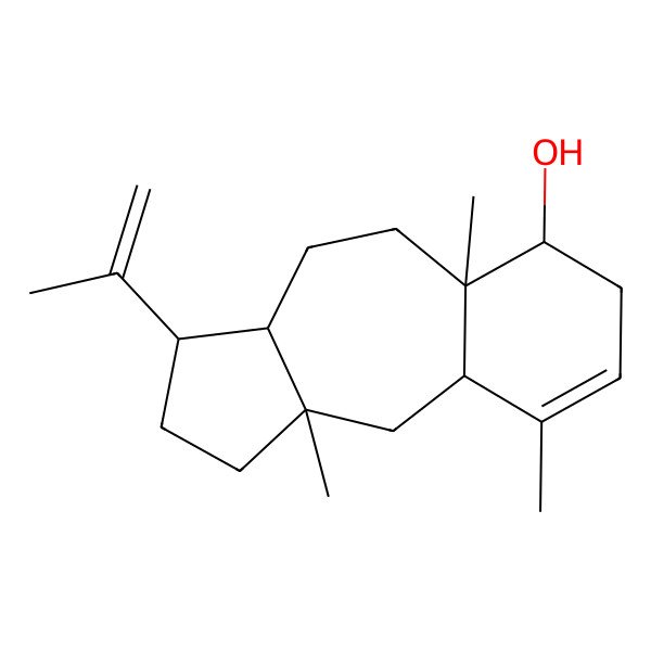 2D Structure of (1S)-1beta-Isopropenyl-3abeta,5,8aalpha-trimethyl-1,2,3,3a,4,4abeta,7,8,8a,9,10,10aalpha-dodecahydrobenzo[f]azulene-8alpha-ol