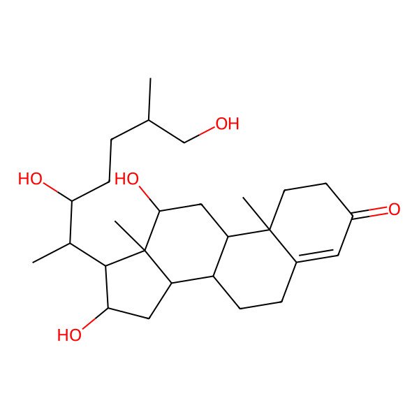 2D Structure of (8R,9S,10R,12R,13S,14S,16S,17R)-17-[(2S,3S,6R)-3,7-dihydroxy-6-methylheptan-2-yl]-12,16-dihydroxy-10,13-dimethyl-1,2,6,7,8,9,11,12,14,15,16,17-dodecahydrocyclopenta[a]phenanthren-3-one