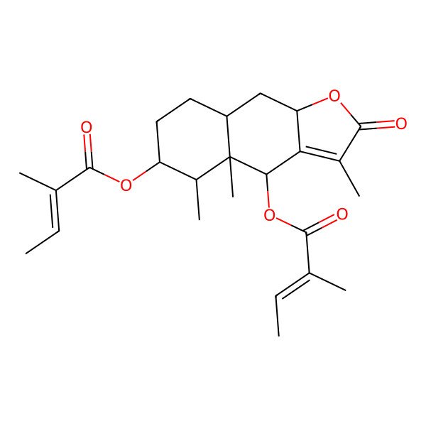 2D Structure of [(4S,4aS,5R,6S,8aR,9aR)-3,4a,5-trimethyl-4-[(Z)-2-methylbut-2-enoyl]oxy-2-oxo-4,5,6,7,8,8a,9,9a-octahydrobenzo[f][1]benzofuran-6-yl] (Z)-2-methylbut-2-enoate