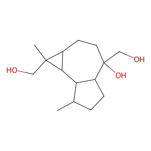 2D Structure of (1R,1aR,4R,4aS,7R,7aS,7bS)-1,4-bis(hydroxymethyl)-1,7-dimethyl-2,3,4a,5,6,7,7a,7b-octahydro-1aH-cyclopropa[e]azulen-4-ol