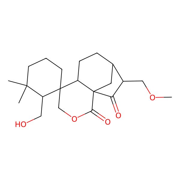 2D Structure of (1S,2'R,5R,6S,9R,10S)-2'-(hydroxymethyl)-10-(methoxymethyl)-3',3'-dimethylspiro[3-oxatricyclo[7.2.1.01,6]dodecane-5,1'-cyclohexane]-2,11-dione