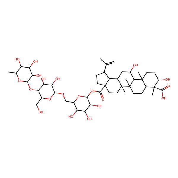 2D Structure of 3alpha,11alpha-Dihydroxylup-20(29)-ene-23,28-dioic acid 28-[6-O-[4-O-alpha-L-rhamnopyranosyl-beta-D-glucopyranosyl]-beta-D-glucopyranosyl] ester