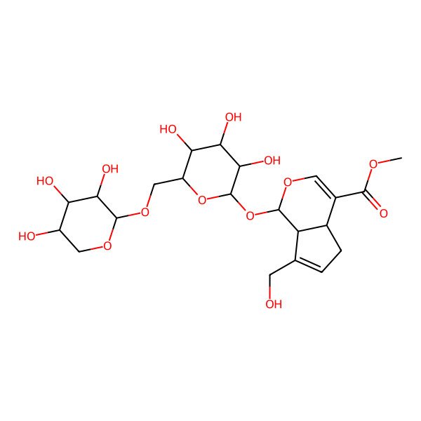 2D Structure of methyl (1S,4aS,7aS)-7-(hydroxymethyl)-1-[(2S,3R,4S,5S,6R)-3,4,5-trihydroxy-6-[[(2R,3R,4S,5R)-3,4,5-trihydroxyoxan-2-yl]oxymethyl]oxan-2-yl]oxy-1,4a,5,7a-tetrahydrocyclopenta[c]pyran-4-carboxylate
