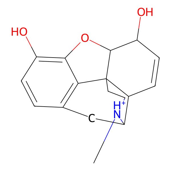 2D Structure of (4R,12bS)-3-methyl-1,2,3,4,4a,7,7a,13-octahydro-4,12-methanobenzofuro[3,2-e]isoquinolin-3-ium-7,9-diol