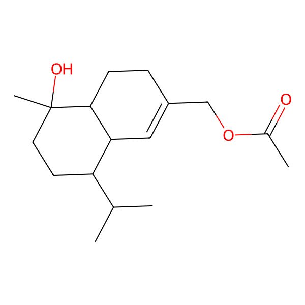 2D Structure of (1S)-1-Methyl-4beta-isopropyl-6-(acetoxymethyl)-1,2,3,4,4abeta,7,8,8abeta-octahydronaphthalene-1beta-ol 2D Structure of (1S)-1-Methyl-4beta-isopropyl-6-(acetoxymethyl)-1,2,3,4,4abeta,7,8,8abeta-octahydronaphthalene-1beta-ol
