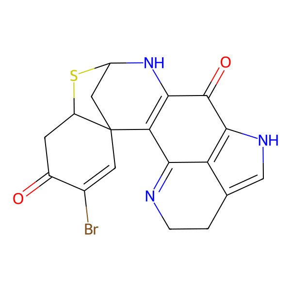 2D Structure of (1S,14S,16R)-19-bromo-15-thia-4,9,13-triazahexacyclo[12.6.1.13,7.01,16.02,12.010,22]docosa-2(12),3,7,10(22),19-pentaene-11,18-dione