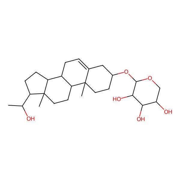 2D Structure of (2S,3R,4S,5S)-2-[[(3S,8S,9S,10R,13S,14S,17S)-17-[(1R)-1-hydroxyethyl]-10,13-dimethyl-2,3,4,7,8,9,11,12,14,15,16,17-dodecahydro-1H-cyclopenta[a]phenanthren-3-yl]oxy]oxane-3,4,5-triol