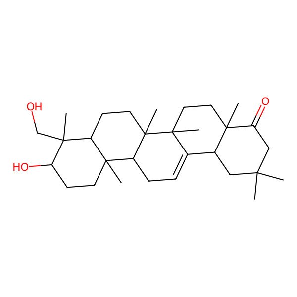 2D Structure of (4aR,6aS,6bR,9S,12aR)-10-hydroxy-9-(hydroxymethyl)-2,2,4a,6a,6b,9,12a-heptamethyl-3,5,6,6a,7,8,8a,10,11,12,13,14b-dodecahydro-1H-picen-4-one