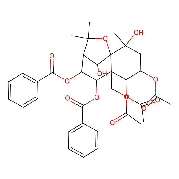 2D Structure of [(2S,4S,5R,7S)-4,5-diacetyloxy-6-(acetyloxymethyl)-7-benzoyloxy-2,12-dihydroxy-2,10,10-trimethyl-11-oxatricyclo[7.2.1.01,6]dodecan-8-yl] benzoate