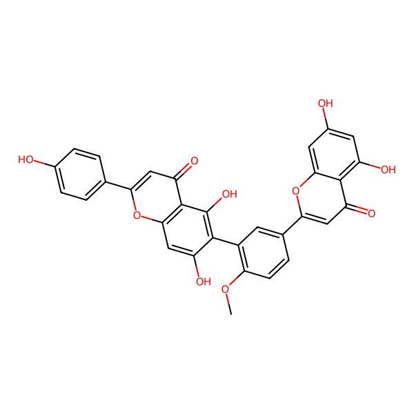 2D Structure of 6-[5-(5,7-Dihydroxy-4-oxo-chromen-2-yl)-2-methoxy-phenyl]-5,7-dihydroxy-2-(4-hydroxyphenyl)chromen-4-one